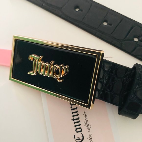 JUICY COUTURE Classic Blk Signature Logo Belt L/XL - Picture 2 of 4